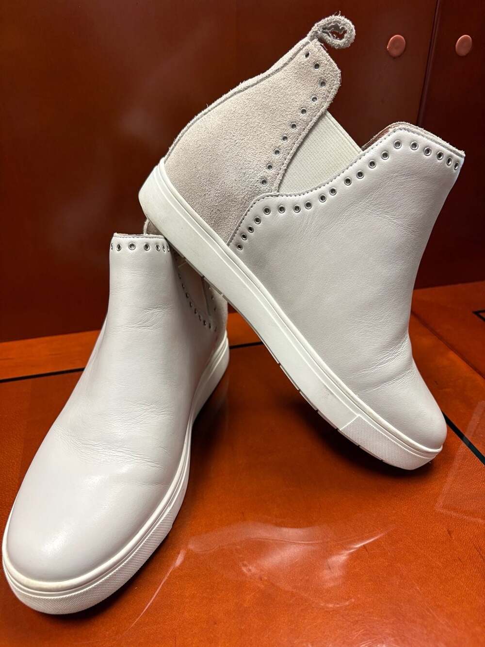 Chelsea & Violet Milo Suede & Leather Eyelet Wedge Sneaker Bootie